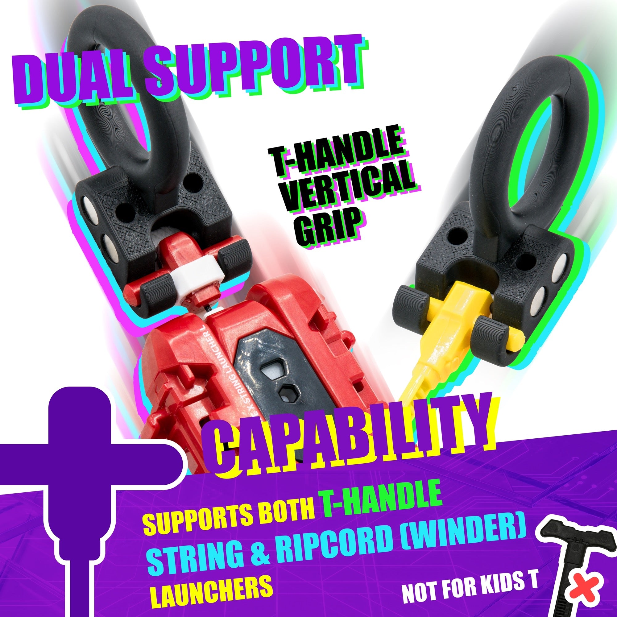BEYDONUT™ VT-01 Pull Ring Grip for Beyblade X T-Handle (BBX Vertical Grip)