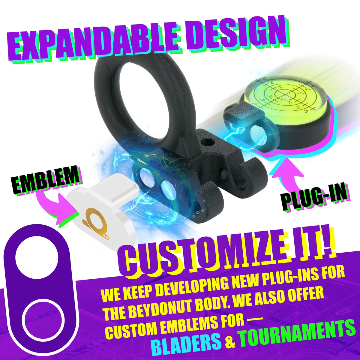 BEYDONUT™ VT-01 Pull Ring Grip for Beyblade X T-Handle (BBX Vertical Grip)